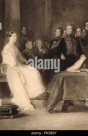 Von Queen Victoria, ersten Rat, 20. Juni 1837, Roter Salon, Kensington Palace Stockfoto