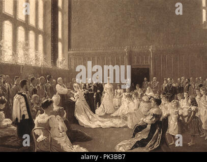 Hochzeit von Prince George, Herzog von York, Ehe mit der Prinzessin Mary von Teck, St. James' Palace, London, 6. Juli 1893 Stockfoto