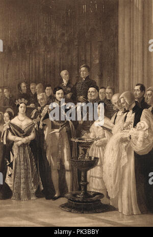 Die Taufe von Albert Edward, Prinz von Wales (der zukünftige König Edward VII.) In der St. George's Chapel, Windsor, Berkshire, England, 25. Januar 1842 Stockfoto