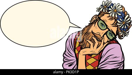 Träumer mann Romantik Frühling Blumen Kranz Stock Vektor