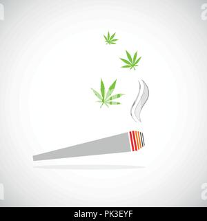 Marihuana joint Rauchen der Droge zigarette Vector Illustration Stock Vektor