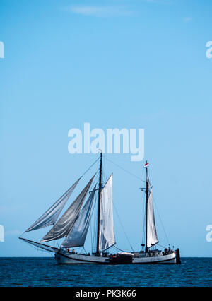 Tall Ship der Dänemark Insel Monn, Ostsee, Dänemark, Skandinavien, Europa. Stockfoto