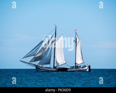 Tall Ship der Dänemark Insel Monn, Ostsee, Dänemark, Skandinavien, Europa. Stockfoto