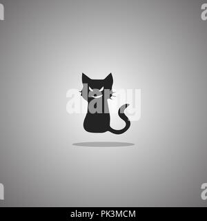 Grinsen cat Silhouette. Vector Illustration. Isoliert weißer Hintergrund. Stock Vektor