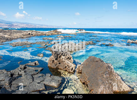 Felsenpools in El Confital in der Nähe von Las Palmas auf den vulkanischen Nordküste von Gran Canaria, Kanarische Inseln, Spanien Stockfoto