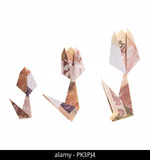 Blumen origami Banknoten Stockfoto