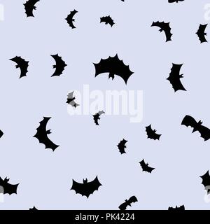 Vector schwarz fliegen Fledermäuse Silhouetten nahtlose Muster Stock Vektor