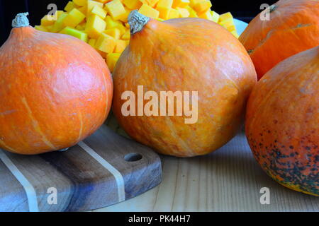 Hokkaido Kürbis (Cucurbita) aus bio anbau Stockfoto