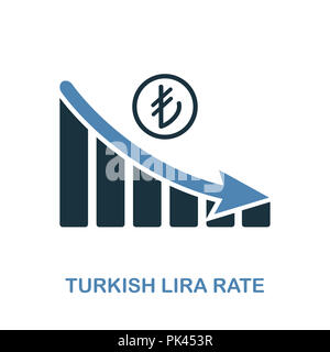 Türkische Lira Rate verringert das Symbol Grafik. Monochrom Design aus Diagramm Sammlung. UI. Pixel Perfect einfache Piktogramm türkische Lira rate weniger anstrengend Stockfoto