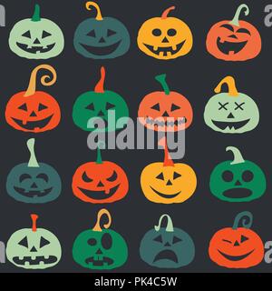 Halloween Kürbis Symbole, Postkarte, Muster Stock Vektor