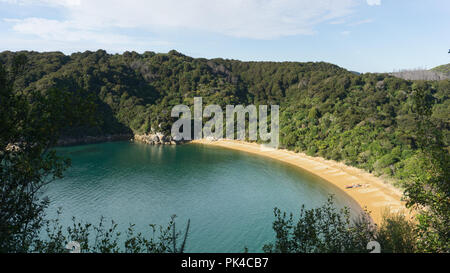 Türkisblaues Wasser in Totaranui Strand - Abel Tasman Costal Track Stockfoto