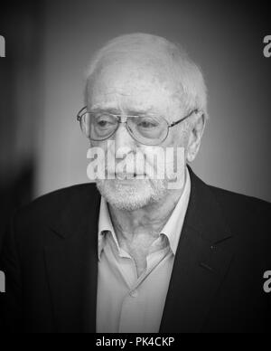 London, UK, 7. Sep 2018. Sir Michael Caine CBE bei den BBC-Studios in London (Bild digital geändert werden Schwarzweiß gesehen) Stockfoto