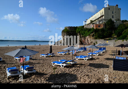 Anzeigen von Tenby vom Strand, Wales Stockfoto