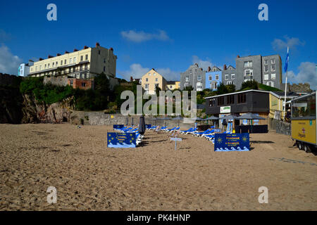 Anzeigen von Tenby vom Strand, Wales Stockfoto