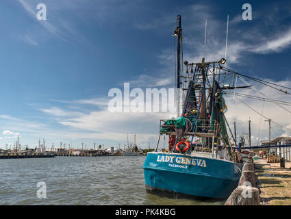 Shrimpboat am Hafen in Palacios, Golfküste, Texas, USA Stockfoto