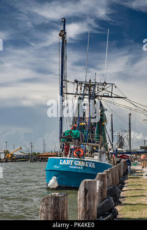 Shrimpboat am Hafen in Palacios, Golfküste, Texas, USA Stockfoto