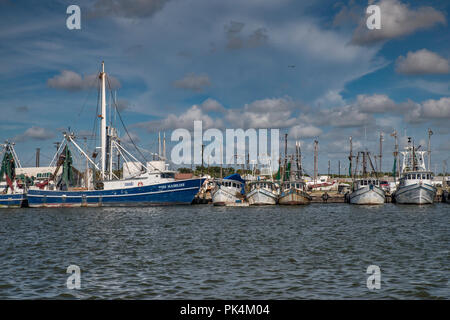 Shrimpboats am Hafen in Palacios, Golfküste, Texas, USA Stockfoto