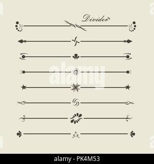 Brown gradient kalligrafischen Swirl Teilerspitzen Stock Vektor