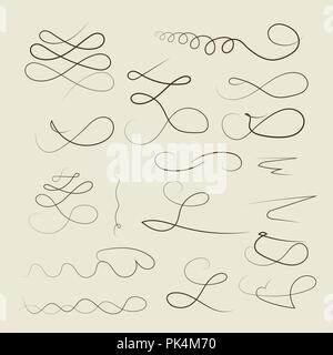 Vektor Hand dekorative Locken, Strudel gezogen, Trennwände Sammlung Stock Vektor