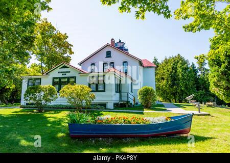 Grand Traverse Leuchtturm von den USA Leuchtturm Service 1858 erbaut, Leelanau Peninsula, Michigan. Stockfoto