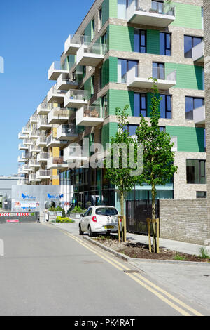 Greenwich, London. Luxus Neubau riverside Apartment Gebäude im Bau. Stockfoto