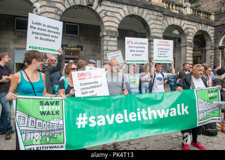 Speichern Leith Walk Protest Petition Übergabe an Edinburgh City Chambers, Drum Eigenschaft Stockfoto