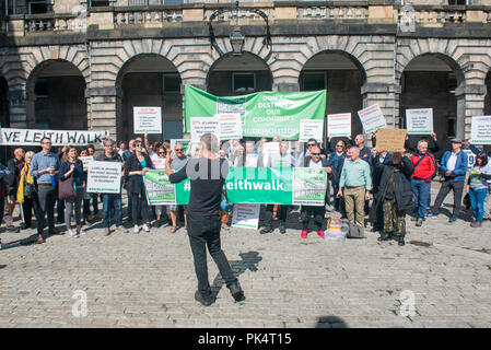 Speichern Leith Walk Protest Petition Übergabe an Edinburgh City Chambers, Drum Eigenschaft Stockfoto