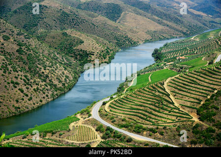 Douro in Vila Nova de Foz Côa. Alto Douro, einem UNESCO-Weltkulturerbe. Portugal Stockfoto