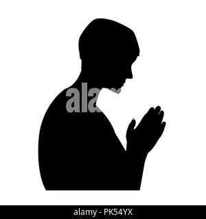 Beter schwarze Silhouette auf weißem Hintergrund. Vector Illustration Stock Vektor