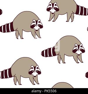 Vector pattern mit niedlichen Waschbären. Kinder Illustration für Textilwaren und Bekleidung Stock Vektor