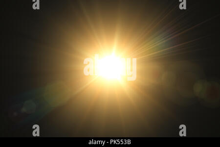 Abstraktes Bild der Beleuchtung flare. Abstract sun Burst mit Digital lens flare Hintergrund. Gold Natur flare Effekt Stockfoto