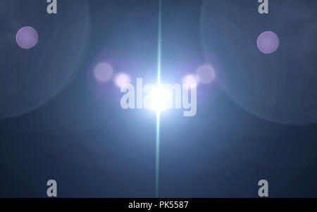 Blau Ziffer lens flare mit hellem Licht in schwarzen Hintergrund für Textur und der verwendeten Materialien Stockfoto