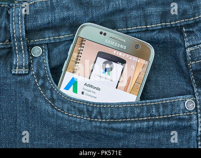 MONTREAL, KANADA - 8 September, 2018: Google Adwords mobile App. AdWords ist ein Werbeprogramm von Google für Unternehmen, ads auf anzuzeigen Stockfoto