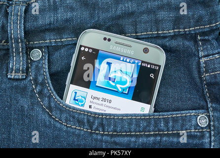 MONTREAL, KANADA - 8 September, 2018: Microsoft Lync mobile App. Skype für Unternehmen ist ein Instant Messaging Client mit Skype für Unternehmen Server verwendet Stockfoto