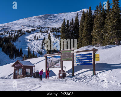 Gästeservice Kiosk auf Peak 7, Breckenridge Ski Resort, Breckenridge, Colorado. Stockfoto