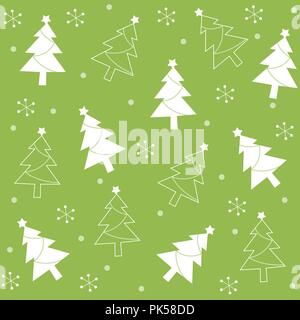 Schönen grünen und weißen Weihnachtsbaum und fallenden Schnee nahtlose Muster speziell für Weihnachten und Winter thematische Websites und Designs Stock Vektor