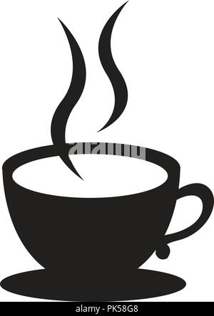 Silhouette der Kaffeetasse auf weißem Hintergrund für restaurant logo isoliert Stock Vektor