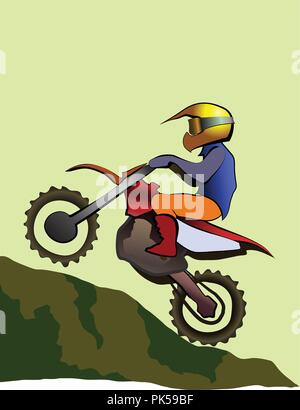 Motorradfahrer bis zu Hill Enduro Offroad Stock Vektor