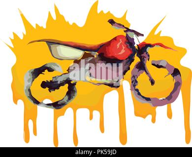 Motorrad Motocross off-road Bike, Wasser in der Farbe der Zeichnung Stock Vektor