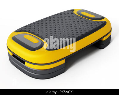 Schritt Board auf weißem Hintergrund. 3D-Darstellung. Stockfoto