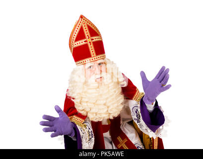 Portrait von Sankt Nikolaus. Auf einem weißen Hintergrund isoliert Stockfoto