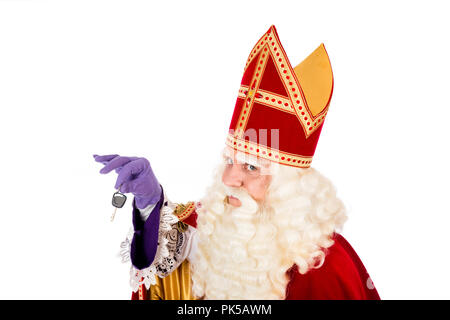 Saint Nicholas Holding ein Autoschlüssel in der Hand Stockfoto