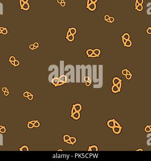 Brezel nahtlose Muster. Vector Illustration. Braunen Hintergrund. Stock Vektor