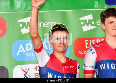 Tom Pidcock von Team Wiggens am OVO Energy Tour von Großbritannien Radrennen, Stadium 8, London, UK Stockfoto