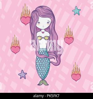 Mermaid cute Zeichnung Stock Vektor