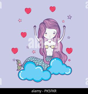 Mermaid cute Zeichnung Stock Vektor