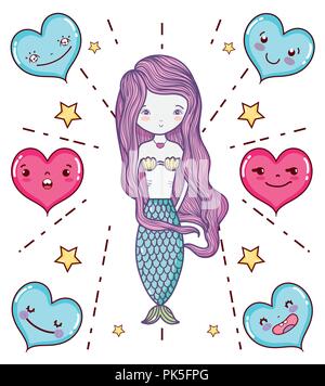 Mermaid cute Zeichnung Stock Vektor