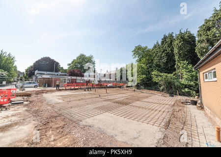 Vorbereiten des Standorts an velindre Krankenhaus Cardiff für die Neue maggies Leben Unterstützung für Opfer von Krebs und ihre Familien Stockfoto