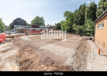 Vorbereiten des Standorts an velindre Krankenhaus Cardiff für die Neue maggies Leben Unterstützung für Opfer von Krebs und ihre Familien Stockfoto