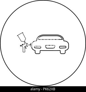 Malerei Maschinen Symbol Farbe Schwarz im runden Kreis Umrisse Vektor I Stock Vektor